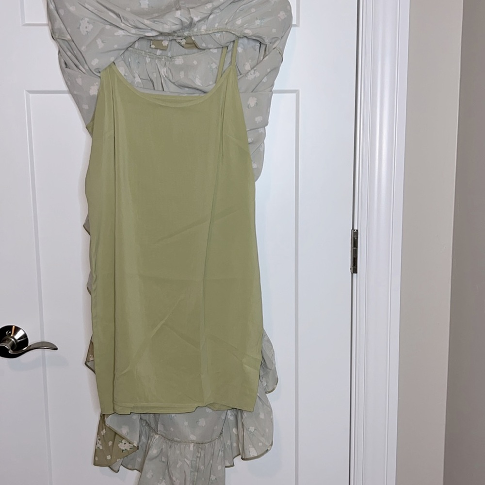 NWT WeWoreWhat Oat Polka Dot Floral High-Low Long Sleeve Dress - Picture 3 of 6